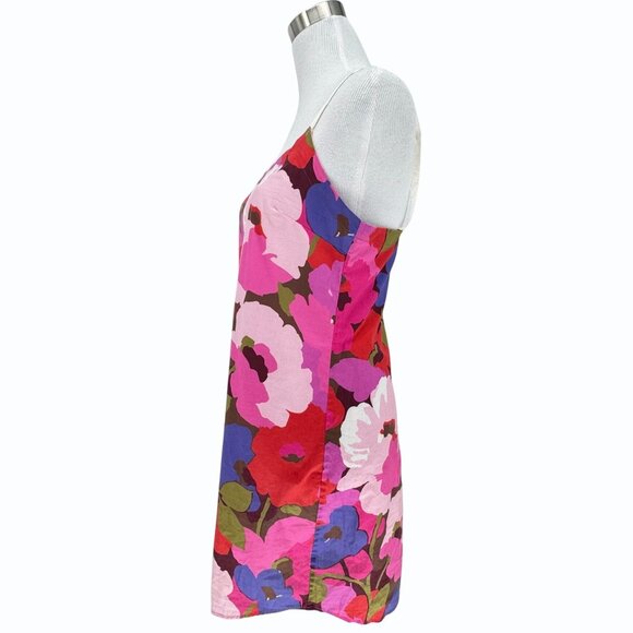 Sara Roka Womens Italy 42/ US 6 Sleeveless Floral Dress Pink Multicolor Shift - Picture 4 of 10